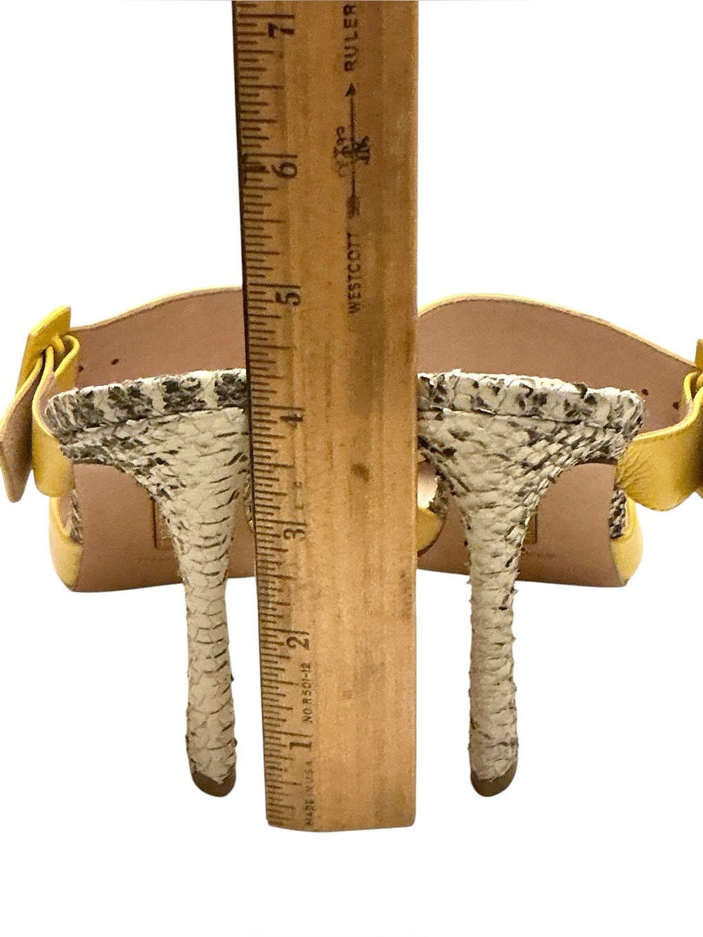Louise et Cie Talia Yellow Leather Mule Snakeskin Heels Sexy Slip-ons Size-9.5 - Picture 12 of 15